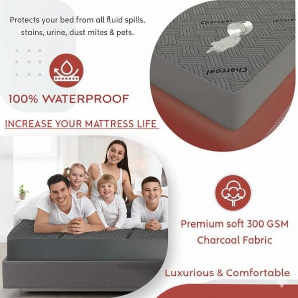 Apple Pillows Waterproof Charcoal Mattress Protector (1)